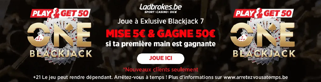 Tente ta chance en ligne : reçois 50 euros si ta première main est gagante en misant 5 euros à One BlackJack ! - Poker Cash